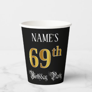 Gobelets En Papier 69e fête d'anniversaire — Script fantaisie, Faux G