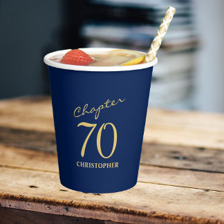 Gobelets En Papier 70e anniversaire Chapitre 70 Or bleu