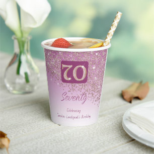Gobelets En Papier 70e Anniversaire Classy Falling Rose Parties scint