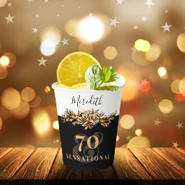 Gobelets En Papier 70e anniversaire Luxe Golden Flowers élégant Class