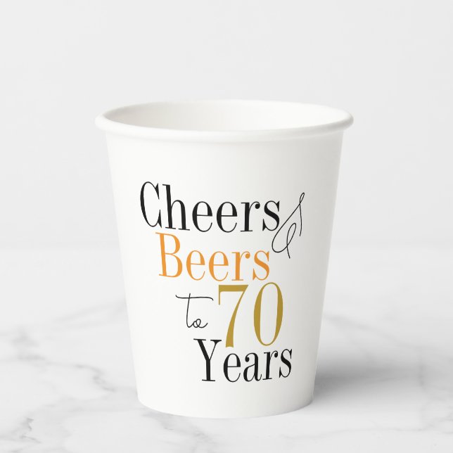 Gobelets En Papier 70e anniversaire Soeurs et bières Mini fête (Recto)