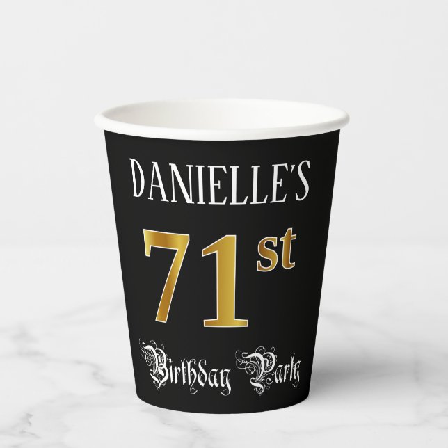 Gobelets En Papier 71e fête d'anniversaire — Script fantaisie, Faux G (Recto)