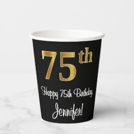 Gobelets En Papier 75e anniversaire - Elégant luxe Faux Gold Look #