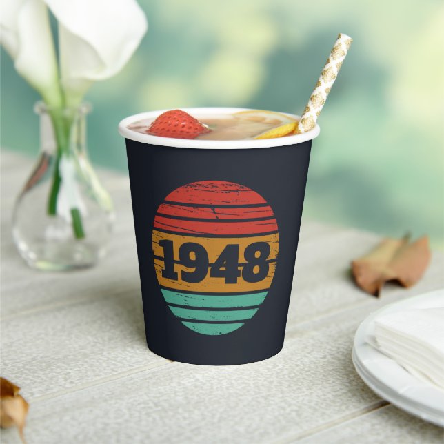 Gobelets En Papier 75e anniversaire vintage personnalisé (Insitu)