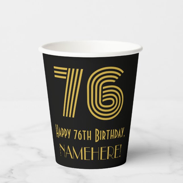 Gobelets En Papier 76e anniversaire : Art Déco Inspiré Look "76" & No (Recto)