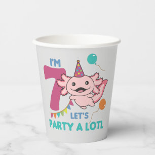 Gobelets En Papier 7e anniversaire Axolotl Sept ans douces Axolotls