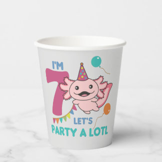 Gobelets En Papier 7e anniversaire Axolotl Sept ans douces Axolotls
