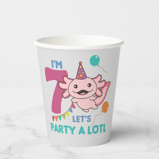 Gobelets En Papier 7e anniversaire Axolotl Sept ans douces Axolotls (Recto)