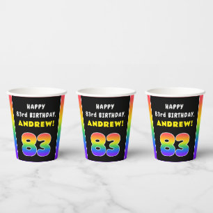 Gobelets En Papier 83e anniversaire : Arc-en-ciel coloré # 83, Nom pe