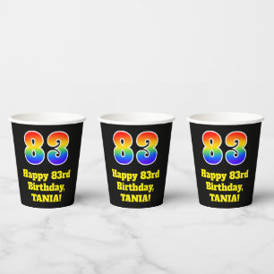 Gobelets En Papier 83e anniversaire : coloré, amusant, excitant, arc-