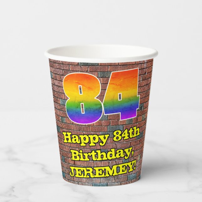 Gobelets En Papier 84e anniversaire : Arc en ciel inspiré par les gra (Verso)