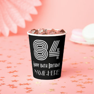 Gobelets En Papier 84e anniversaire — Art Déco Inspiré Look "84" + No