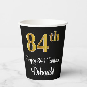 Gobelets En Papier 84e anniversaire - Elégant luxe Faux Gold Look #