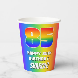 Gobelets En Papier 85e anniversaire : coloré, amusant Motif arc-en-ci