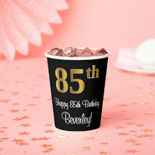 Gobelets En Papier 85e anniversaire - Elégant luxe Faux Gold Look #