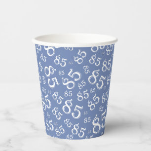Gobelets En Papier 85e anniversaire Random Number Motif Bleu/Blanc