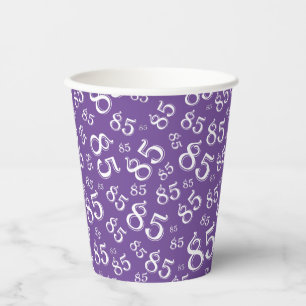 Gobelets En Papier 85e anniversaire Random Number Motif violet/blanc