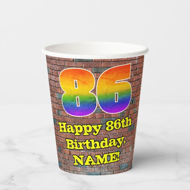 Gobelets En Papier 86e anniversaire : Arc en ciel inspiré par les gra (Verso)