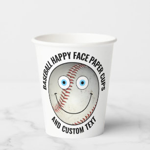 Gobelets En Papier 8 x Fête de Baseball Personnalisée YES BLEUS Visag