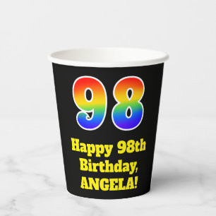 Gobelets En Papier 98e anniversaire : coloré, amusant, excitant, arc-