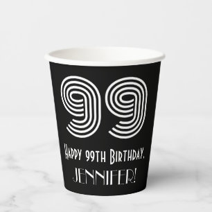 Gobelets En Papier 99e anniversaire — Art Déco Inspiré Look "99"