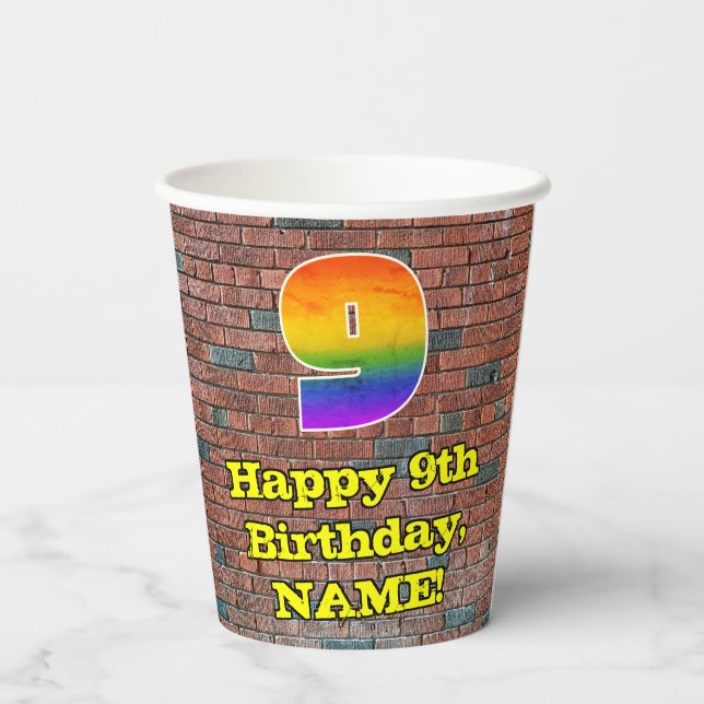 Gobelets En Papier 9e anniversaire : Arc-en-ciel inspiré par les graf (Verso)