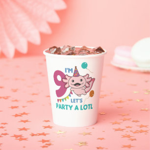 Gobelets En Papier 9e Anniversaire Axolotl Neuf Anniversaire Cute Axo