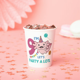 Gobelets En Papier 9e Anniversaire Axolotl Neuf Anniversaire Cute Axo