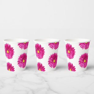 Gobelets en papier à fleurs rose vif Daisy