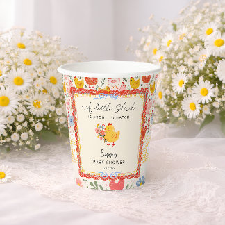 Gobelets En Papier A Little Chick Farm Chicken Girl Baby Shower