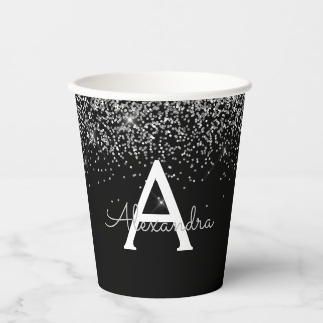 Gobelets en papier à monogramme avec paillettes et (Recto)