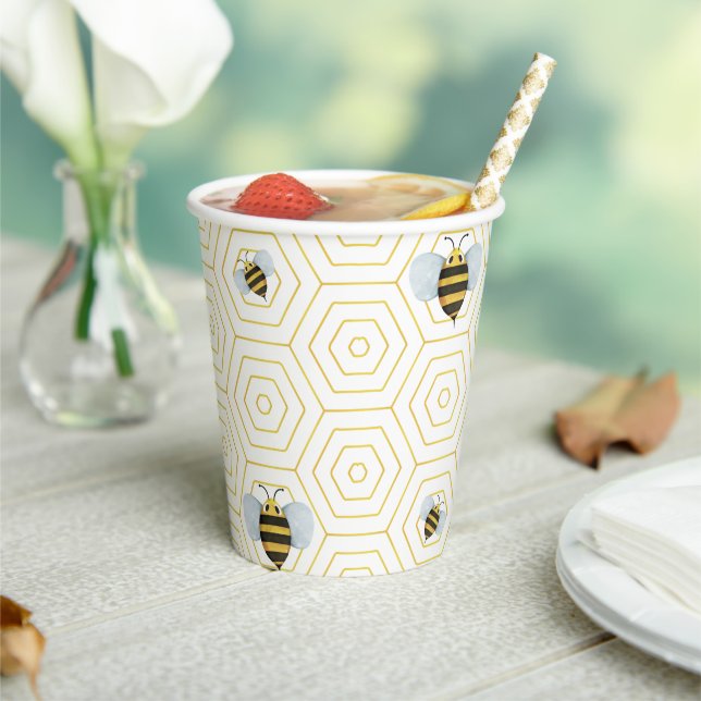 Gobelets En Papier Abeille aquarelle Motif (Insitu)