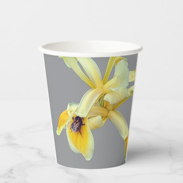 Gobelets En Papier Abeille sur une fleur jaune (Recto)