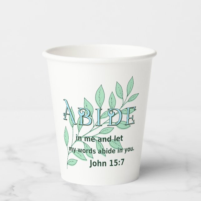 Gobelets En Papier Abide In Me Écriture Verse Jean 15:7 (Recto)