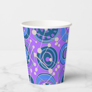 Gobelets En Papier Abstrait, géoformes en violet, bleu