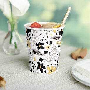 Gobelets En Papier Abstrait Gris jaune noir gris sans joint motif flo