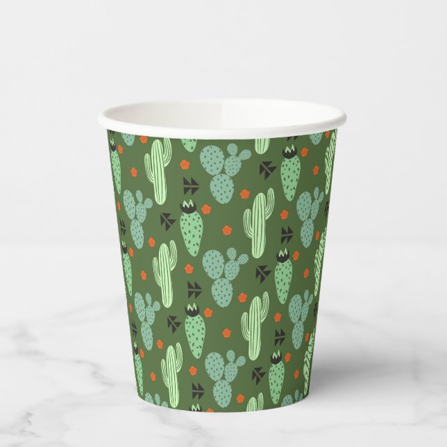 Gobelets En Papier Abstrait Hipster Cactus Motif du désert (Gauche)