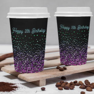 Gobelets En Papier Accent de Parties scintillant couleur noire