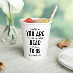 Gobelets En Papier adieu du collègue, retraite, adieu du collègue,