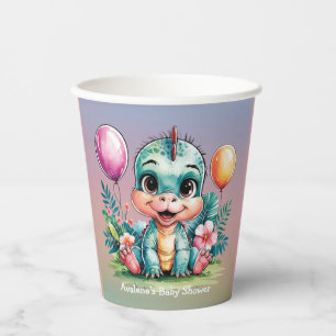 Gobelets En Papier Adorable Petites tasses de papier Baby shower Dino