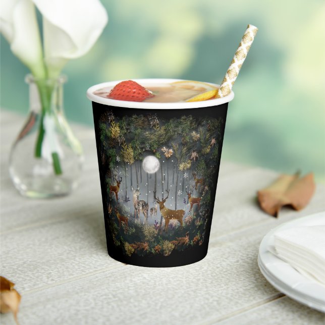 Gobelets En Papier Adorable Rindeer La Nuit (Insitu)