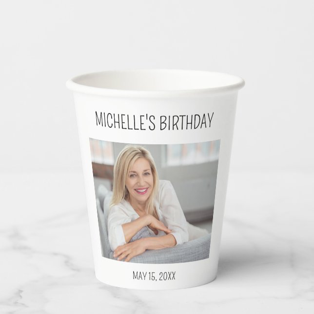 Gobelets En Papier Adulte Anniversaire Nom Photo Party Favoriser (Recto)
