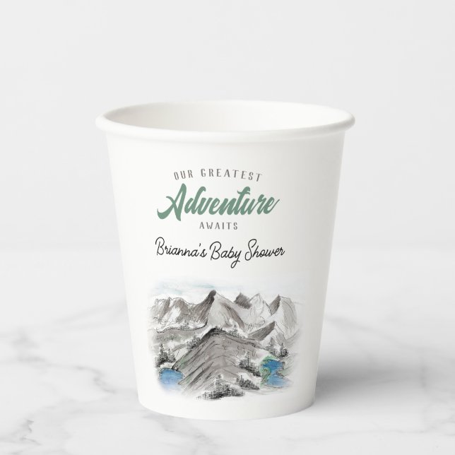 Gobelets En Papier Adventure Await Forest Baby shower Mountains (Recto)