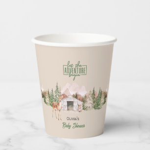 Gobelets En Papier Adventure Await Sage Green Mountain Baby shower