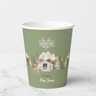 Gobelets En Papier Adventure Await Sage Green Mountain Baby shower
