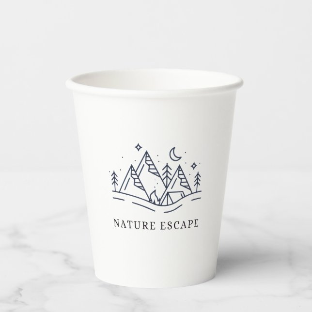 Gobelets En Papier "Adventure Awaits Camping Graphic (Recto)