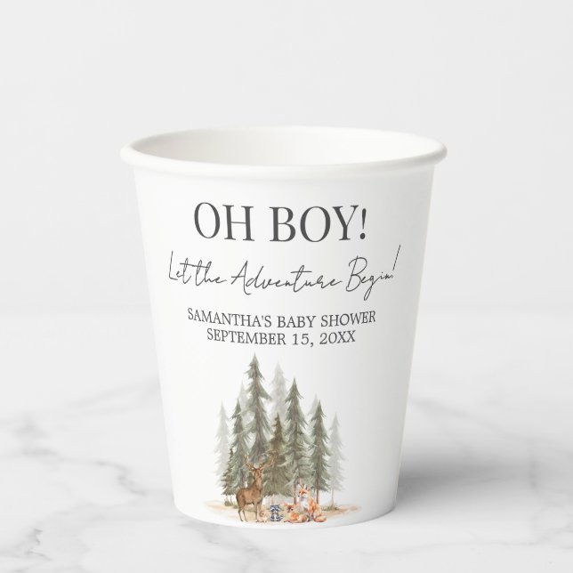 Gobelets En Papier Adventure Begin Woodland Animals Baby Shower (Recto)