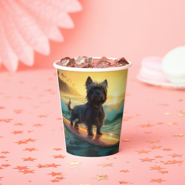 Gobelets En Papier Affenpinscher Beach Surf Peinture (Insitu)