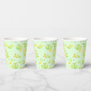 Gobelets En Papier Agrumes TROPICALES FRUITS D'ÉTÉ Citron orange tran