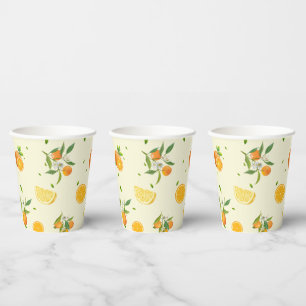 Gobelets En Papier Agrumes TROPICALES FRUITS D'ÉTÉ Citron orange tran